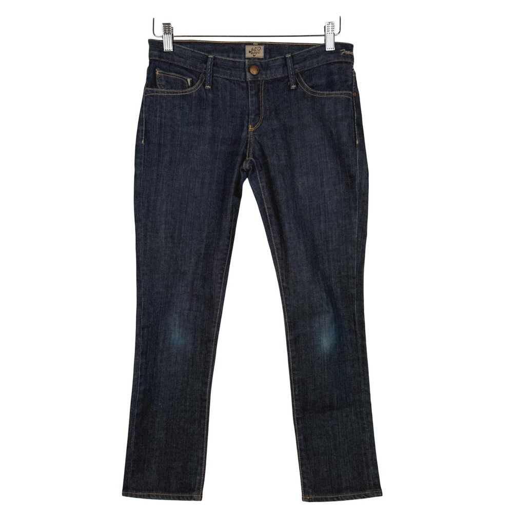 Goldsign Frontier Jeans Women 27 Blue Straight Dark Wash Embroidered Pocket‎ USA